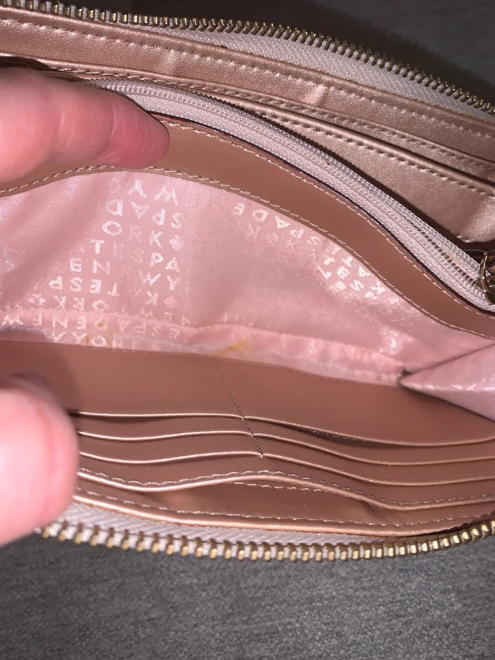 Kate Spade New York Wellesley Neda Metallic Rose Gold Leather Long Zip Wallet - Picture 14 of 16